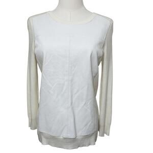 Banana Republic Women's Ivory Sweater Size Small Faux Leather